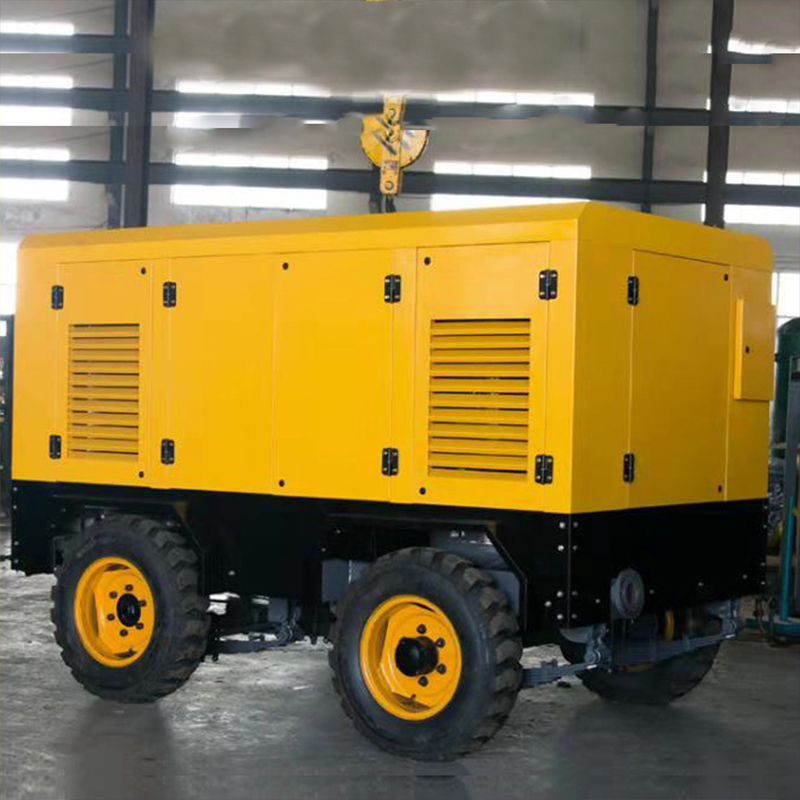 353 CFM 145 PSI ضاغط هواء حلزوني محمول يعمل بالديزل مع محرك ديزل CUMMINS 125 HP