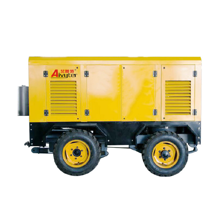 353 CFM 145 PSI ضاغط هواء حلزوني محمول يعمل بالديزل مع محرك ديزل CUMMINS 125 HP